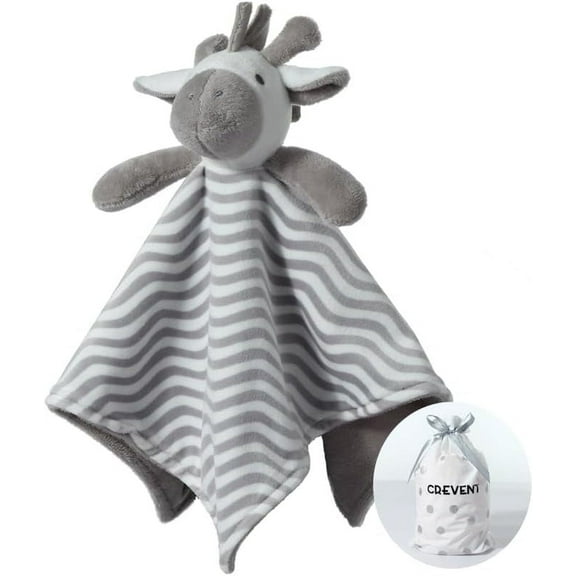 CREVENT Soft Plush Animal Face Security Blankets for Boys and Girls, Great Gifts for Birthday Baby Shower (Grey Zebra)