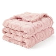 thumbnail image 1 of CREVENT Soft Plush Girls Light Pink Heart Checkered Fleece Baby Receiving Blanket, 1 of 7