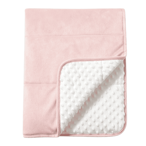 CREVENT Soft Plush Girls Pink and White Minky Baby Quilt Blanket