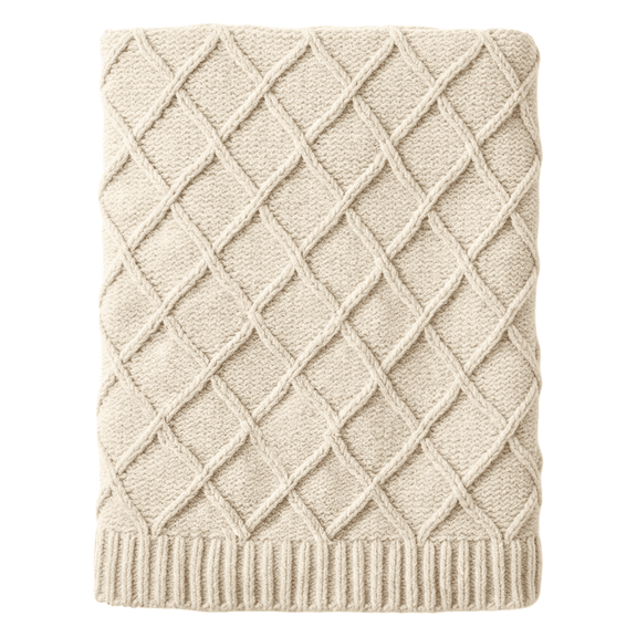 CREVENT Boho Soft Warm Chenille Ivory Knitted Throw Blanket for Home,50''x60''