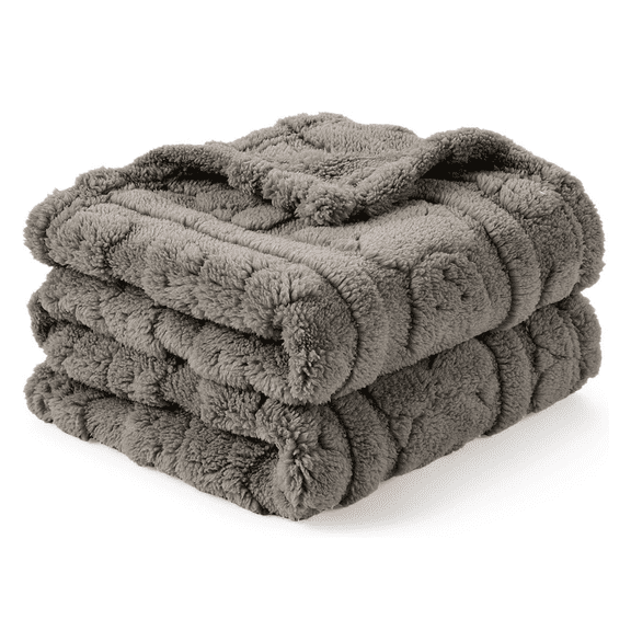 CREVENT Soft Plush Boys Tan 3D Bear Sherpa Baby Receiving Blanket