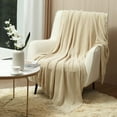 thumbnail image 1 of CREVENT Super Cozy Soft and Warm Chenille Throw Blanket for Sofa Couch Chair Bed, Spring Sumer Fall All Season Use, Gift for Mom Girlfriend (50''X60'' Ivory), 1 of 7