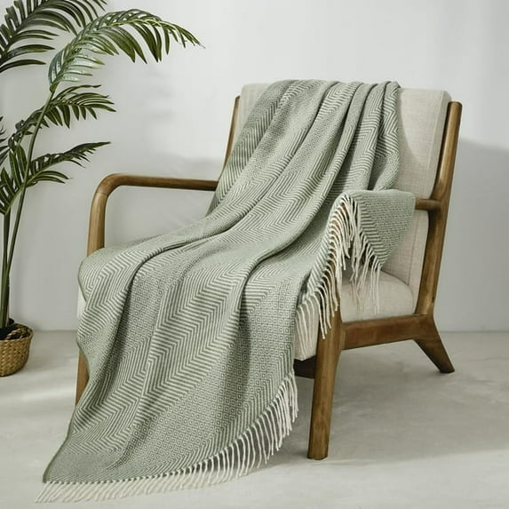 CREVENT Wave Throw Blanket for Couch Sofa Chair Bed Home Decoration, Super Soft Warm for All Season, 50''X60'', Green