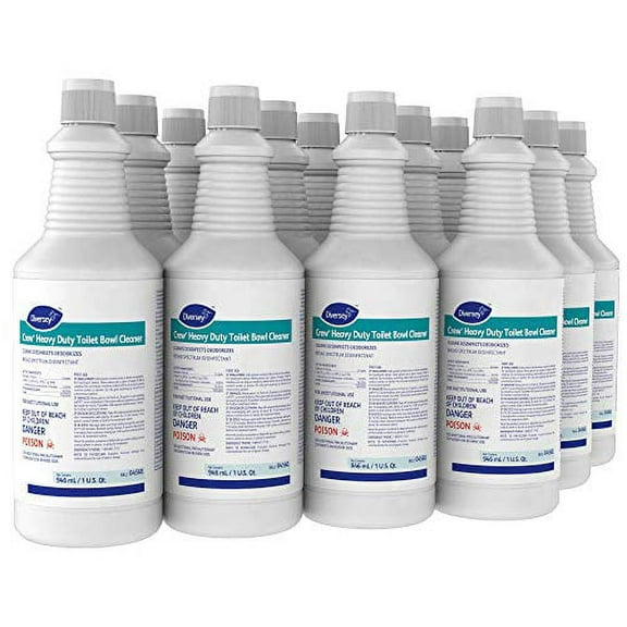 CREW 04560 Heavy Duty Toilet Bowl Cleaner & Disinfectant, 23% HCI removes Rust Stains, Lime Scale with Mint Scent, Ready-to-Use, 32-Ounce (Pack of 12)