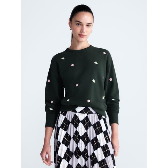 Free Assembly Women's and Women's Plus Embroidered Sweatshirt, Sizes XS-4X