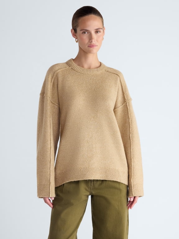 Women's Crewneck Seam Sweater, Sizes XS-XXL