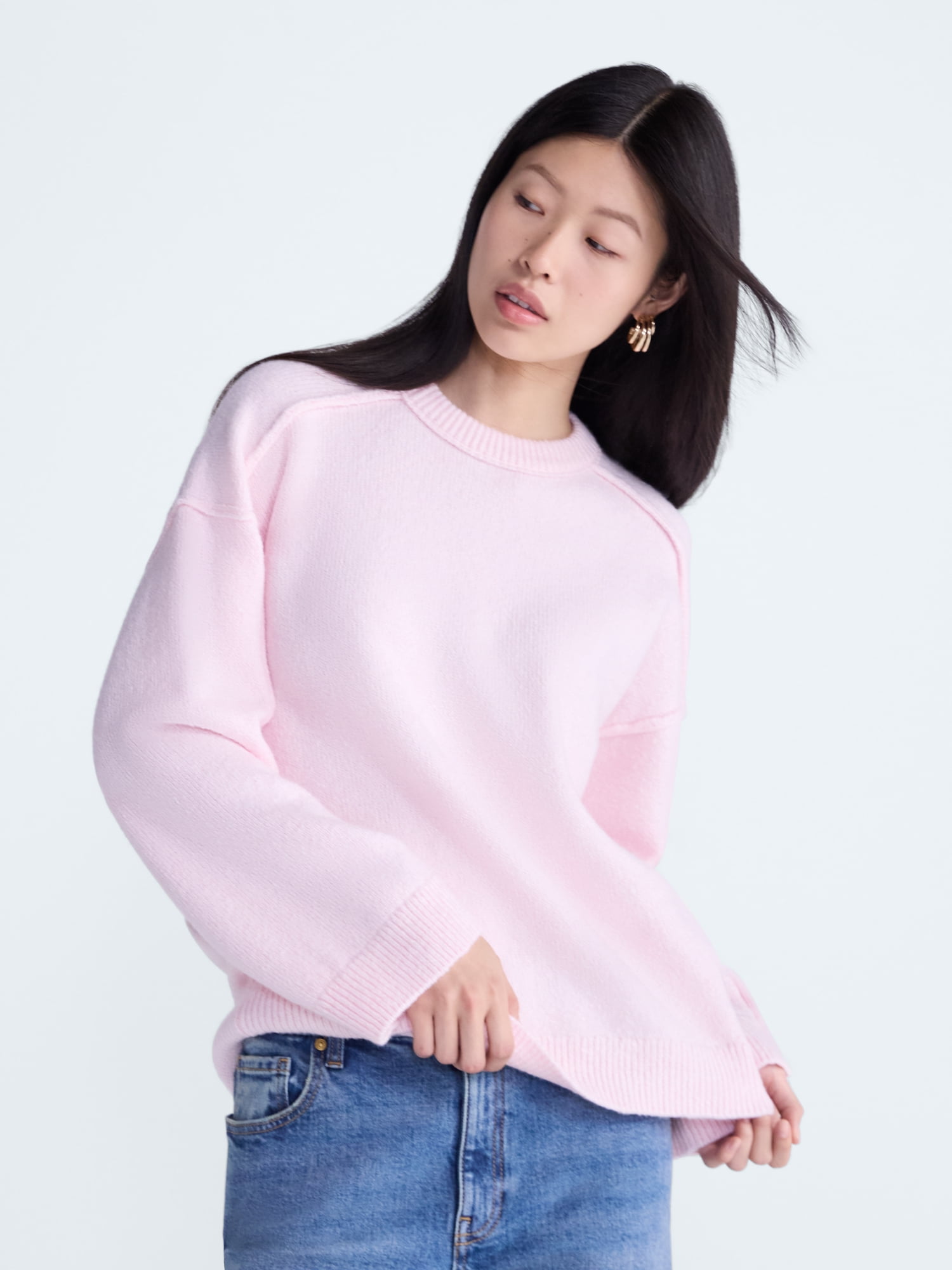 Scoop Women's Crewneck Seam Sweater, Sizes XS-XXL