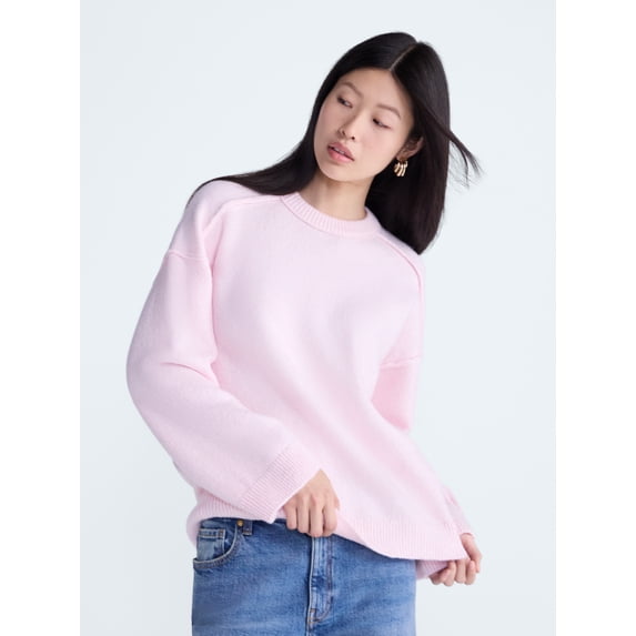 Scoop Women's Crewneck Seam Sweater, Sizes XS-XXL