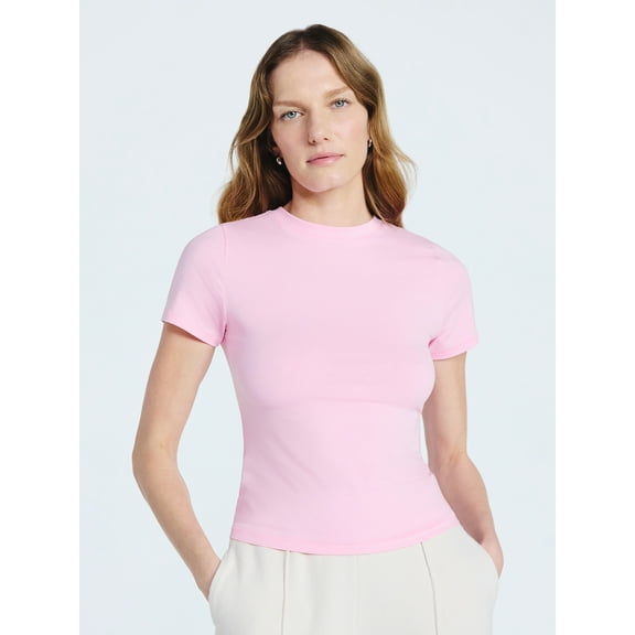 Scoop Women’s Stretch Cotton Blend Baby Tee with Short Sleeves, XS-XXL