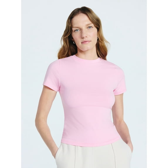 Scoop Women’s Stretch Cotton Blend Baby Tee with Short Sleeves, Sizes XS-XXL