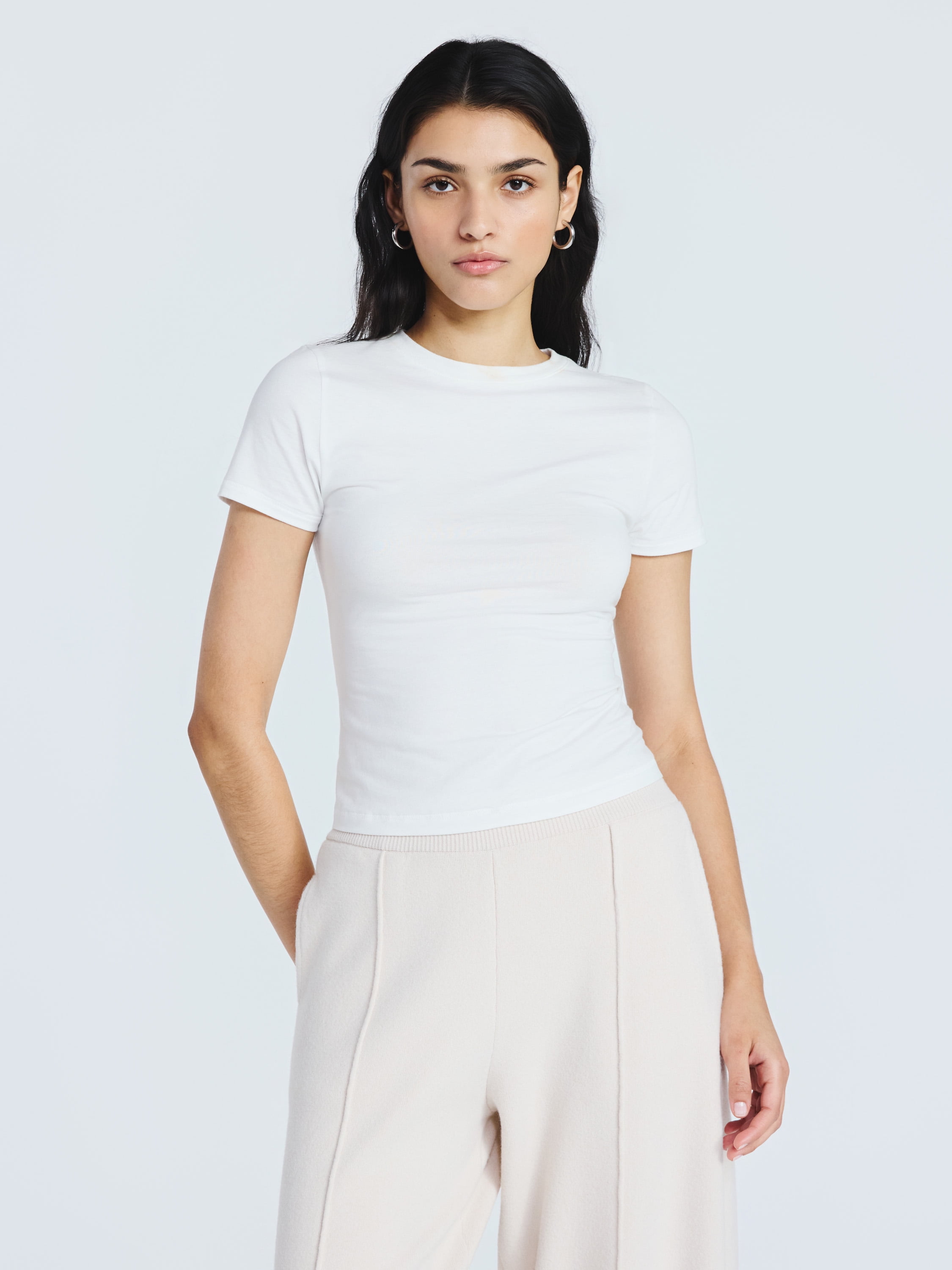 Scoop Women’s Stretch Cotton Blend Baby Tee with Short Sleeves, Sizes XS-XXL