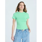 Women’s Stretch Cotton Blend Baby Tee with Short Sleeves, Sizes XS-XXL