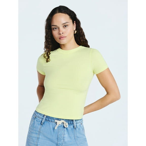 Scoop Women’s Stretch Cotton Blend Baby Tee with Short Sleeves, XS-XXL