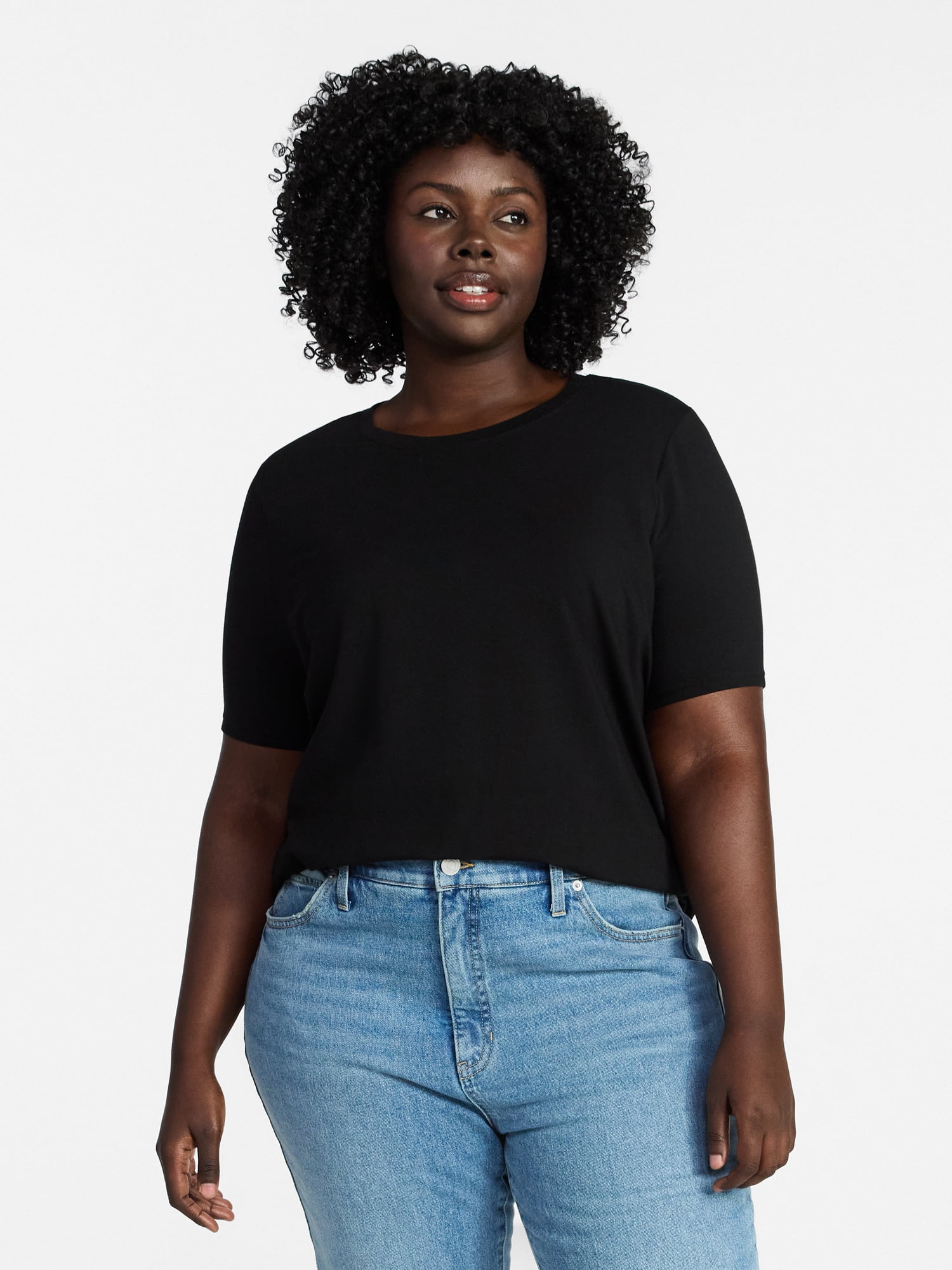 Terra & Sky Women's Plus Size Crewneck Tee with Short Sleeves, Sizes 0X-5X