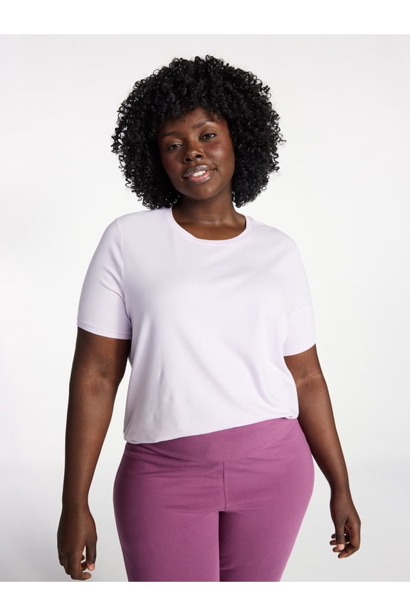 Women's Plus Size Crewneck Tee with Short Sleeves, Sizes 0X-5X