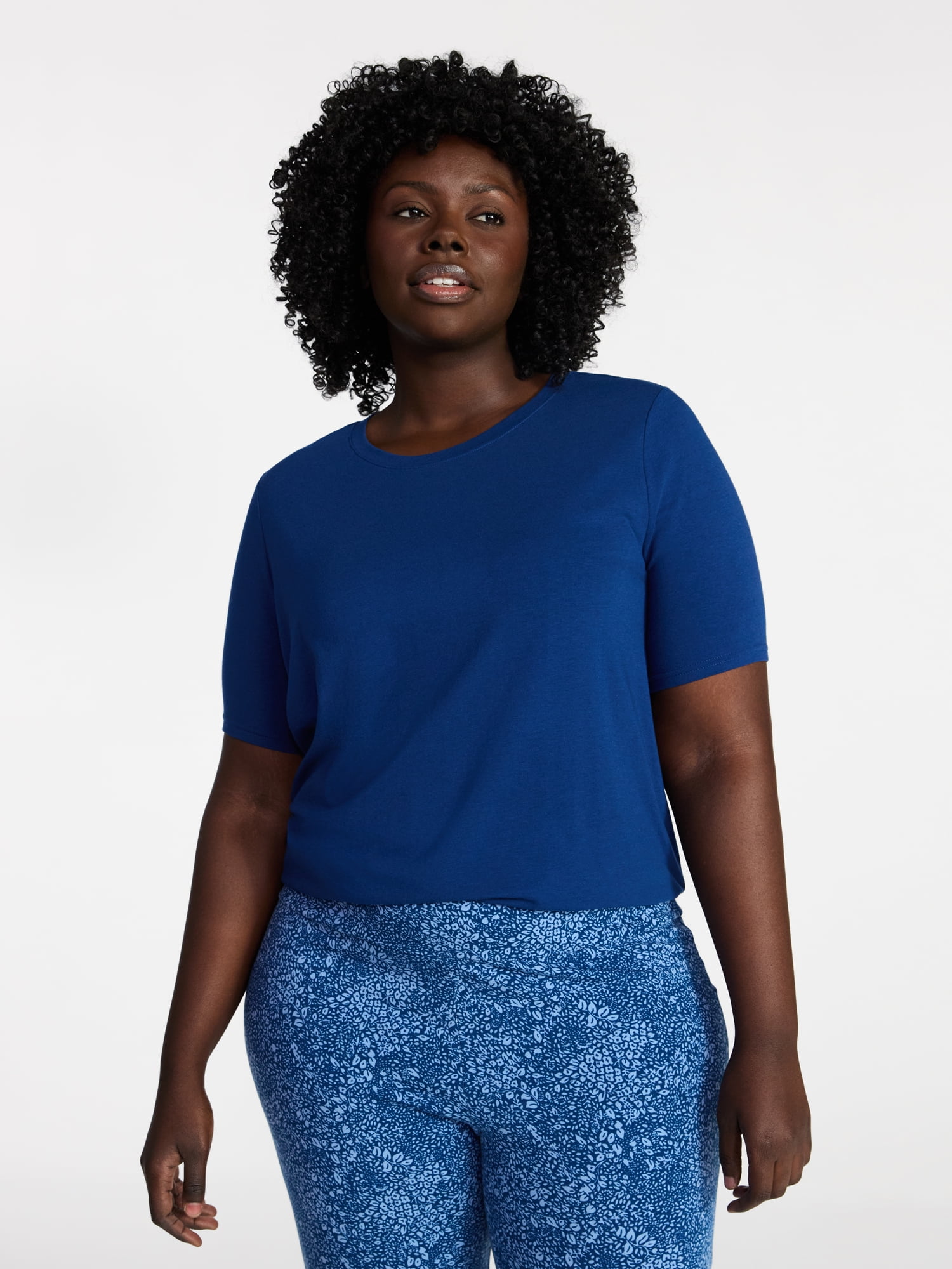 Terra & Sky Women's Plus Size Crewneck Tee with Short Sleeves, Sizes 0X-5X