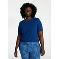 thumbnail image 1 of Terra & Sky Women's Plus Size Crewneck Tee with Short Sleeves, Sizes 0X-5X, 1 of 5