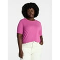 thumbnail image 1 of Terra & Sky Women's Plus Size Crewneck Tee with Short Sleeves, Sizes 0X-5X, 1 of 5