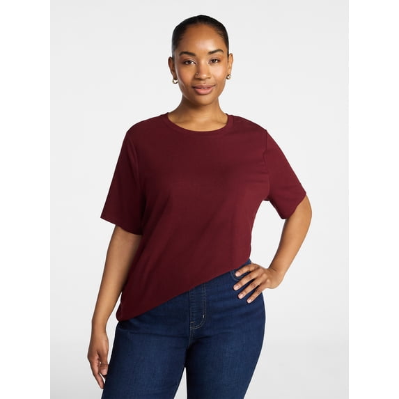 Terra & Sky Women's Plus Crewneck Tee with Short Sleeves, Sizes 0X-5X
