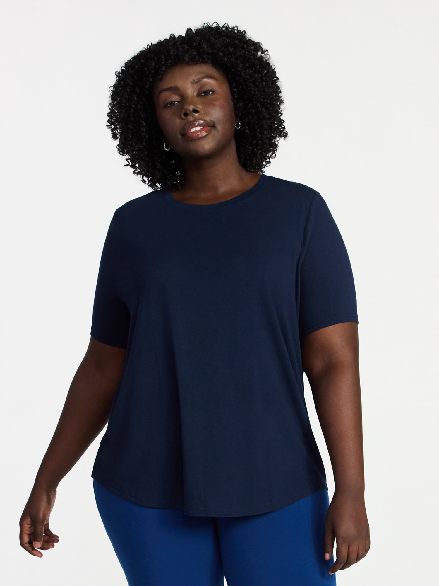 Terra & Sky Women's Plus Size Crewneck Tee with Short Sleeves, Sizes 0X-5X