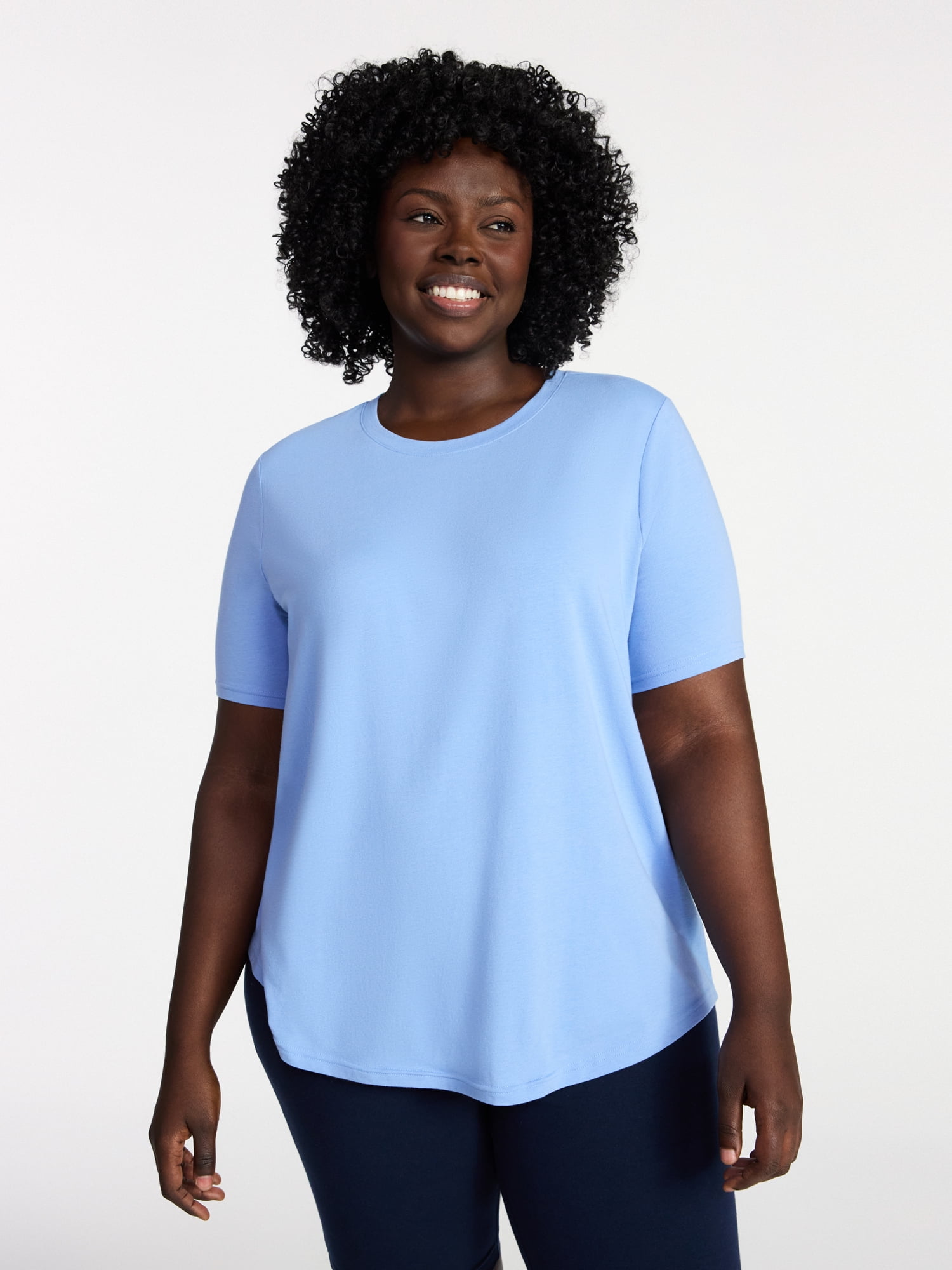 Terra & Sky Women's Plus Size Crewneck Tee with Short Sleeves, Sizes 0X-5X