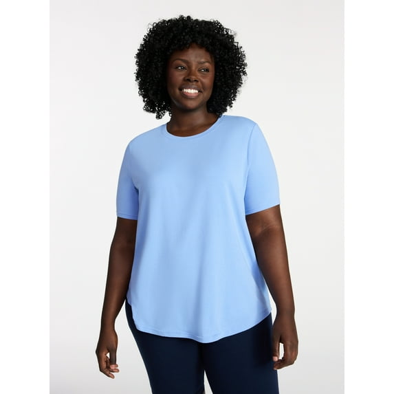 Terra & Sky Women's Plus Size Crewneck Tee with Short Sleeves, Sizes 0X-5X