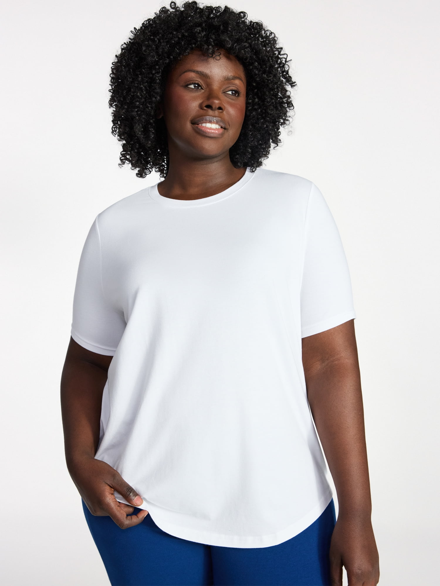 Terra & Sky Women's Plus Size Crewneck Tee with Short Sleeves, Sizes 0X-5X