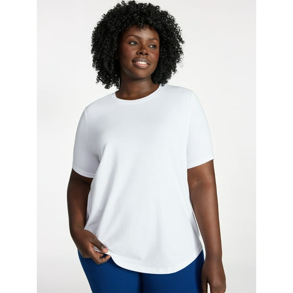 Terra & Sky Women's Plus Size Crewneck Tee with Short Sleeves, Sizes 0X-5X
