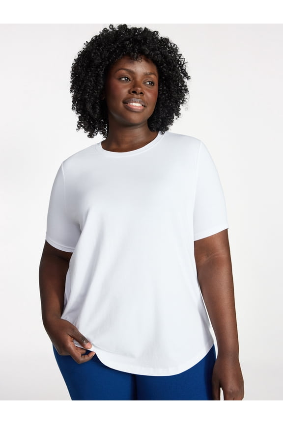 Women's Plus Size Crewneck Tee with Short Sleeves, Sizes 0X-5X