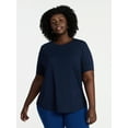 thumbnail image 1 of Terra & Sky Women's Plus Size Crewneck Tee with Short Sleeves, Sizes 0X-5X, 1 of 5