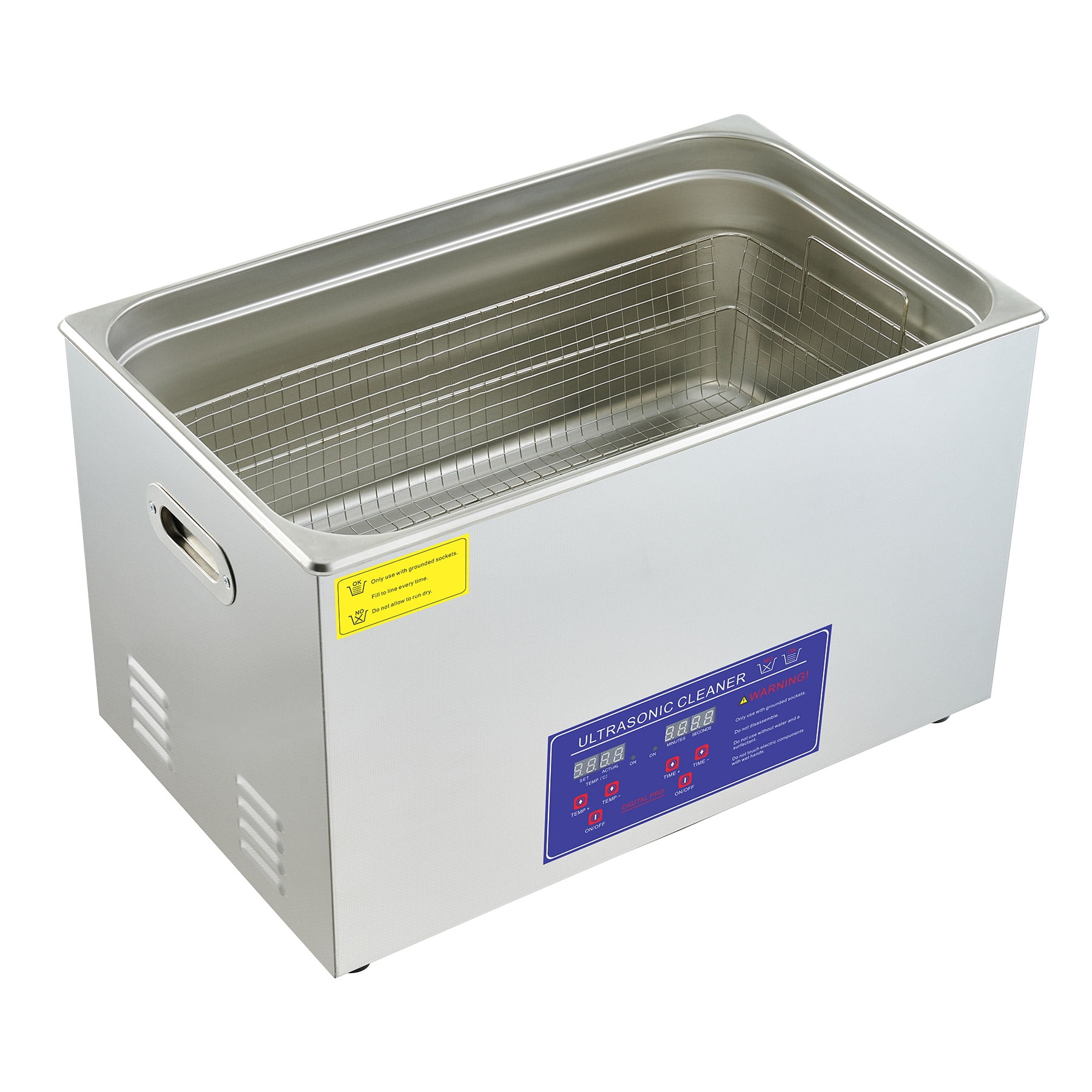 CREWORKS Portable Ultrasonic Cleaning Machine w Heater 30L Stainless