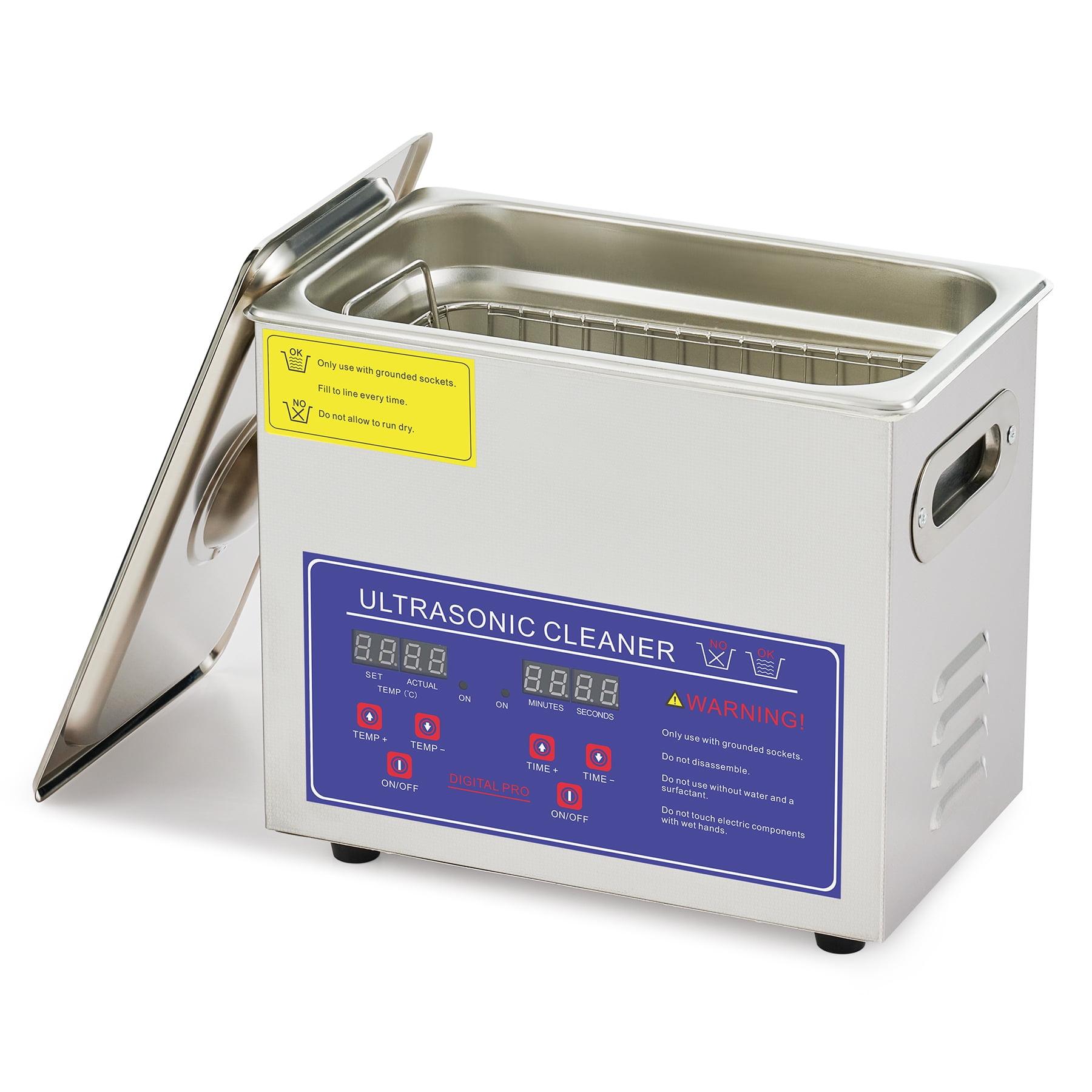 CREWORKS Portable Ultrasonic Cleaning Machine w Heater 3L Stainless