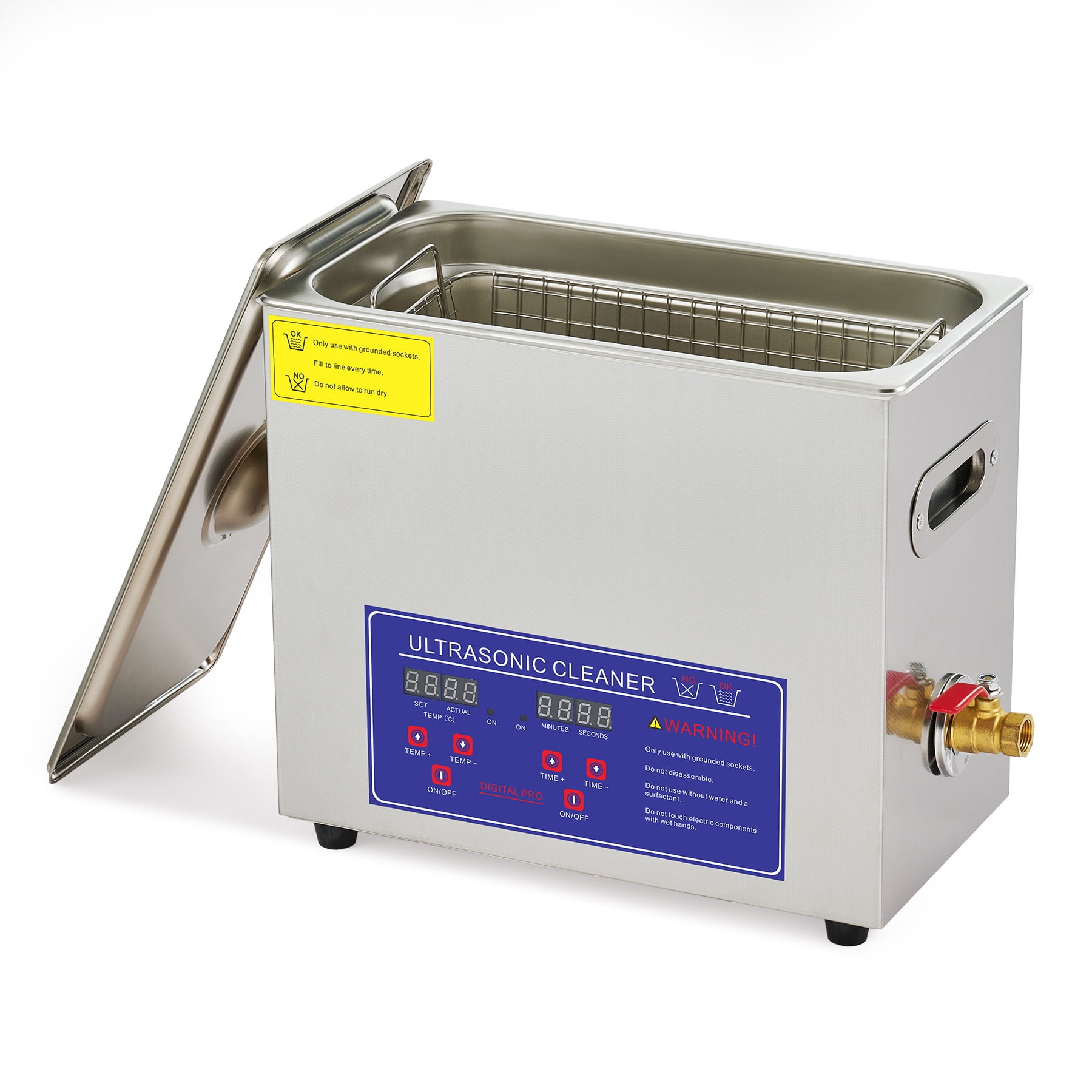 CREWORKS Portable Ultrasonic Cleaning Machine w Heater 6L Stainless ...