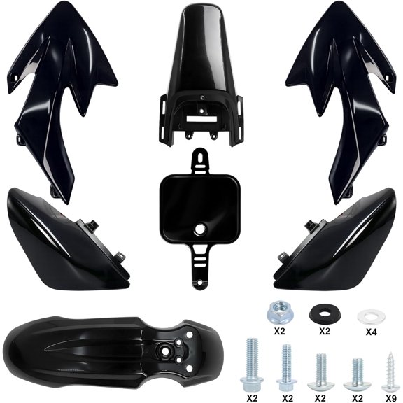CRF50 Body Fender Kit for Compatible with XR50 XR 50 CRF SDG SSR Pit Dirt Motor Trail Bike Bolt Work Fairing Plastic (black)