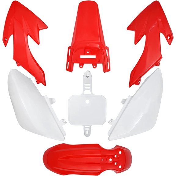 CRF50 Plastic Kit XR50 Fender Red White Fairing - Motorcycle Body Work Compatible with Honda CRF 50 XR SDG SSR 107 110 125 Pit Dirt Bike