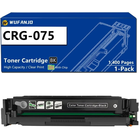 CRG-075 Toner Cartridge for CRG075 075 Compatible for Canon ImageCLASS LBP646Cdw LB647Cdw MF662CdW MF663Cdw MF660 LBP640 Series Printers, High Yield 1,400 Pages, with Chip,Black-1 Pack