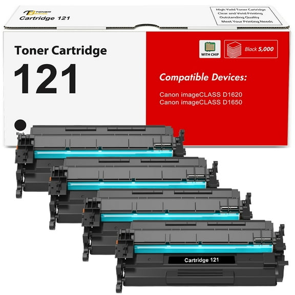 CRG-121 121 Toner Cartridge Compatible for Canon 121 D1620 D1650 CRG121 Cartridge 121 for Canon Image CLASS D1620 D1650 Printer Ink (Black 4-Pack)