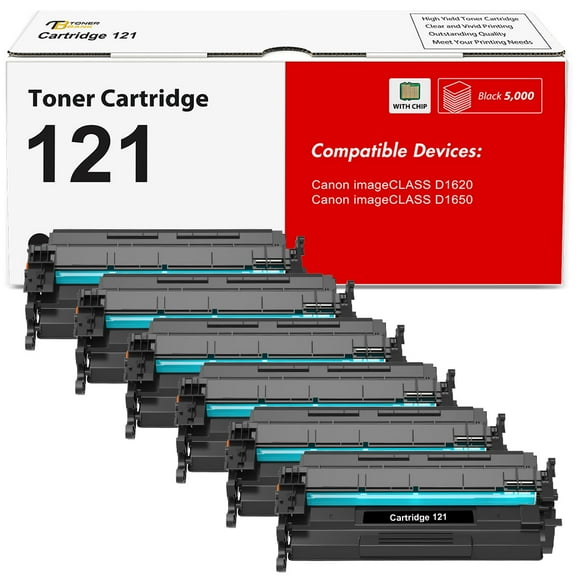 CRG-121 121 Toner Cartridge Compatible for Canon 121 D1620 D1650 CRG121 Cartridge 121 for Canon Image CLASS D1620 D1650 Printer Ink (Black 6-Pack)