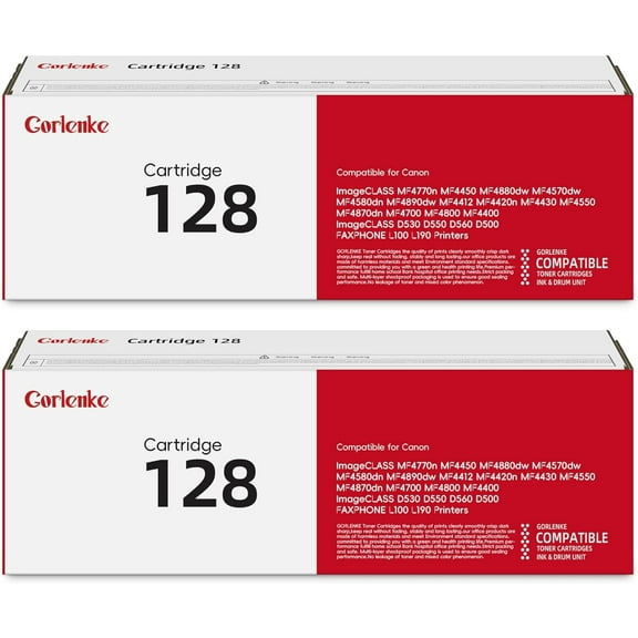 CRG-128 128 High Yield Toner Cartridge 2-Pack Replacement for Canon 128 3500B001 ImageCLASS MF4770n MF4450 MF4880dw MF4570dw MF4700 MF4800 D530 D550 FAXPHONE L100 Printer