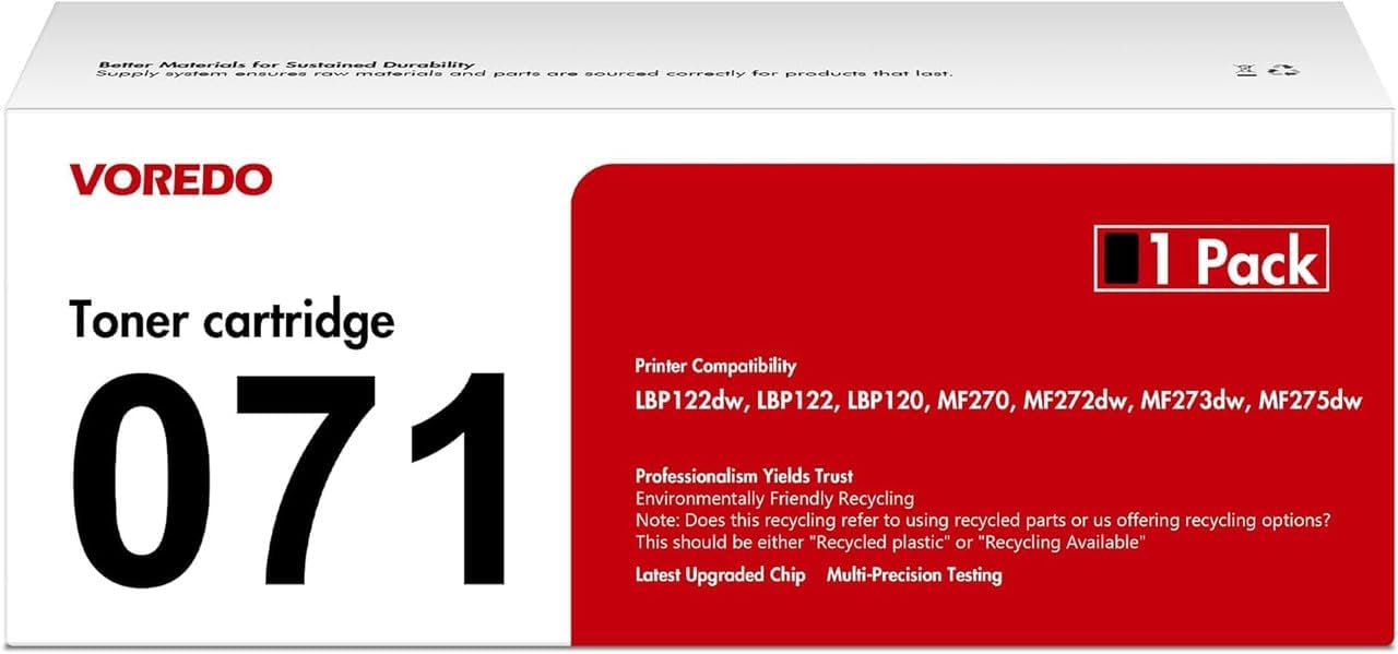CRG071 071 Toner Cartridge 071 Black (5645C001), Compatible for Canon ...