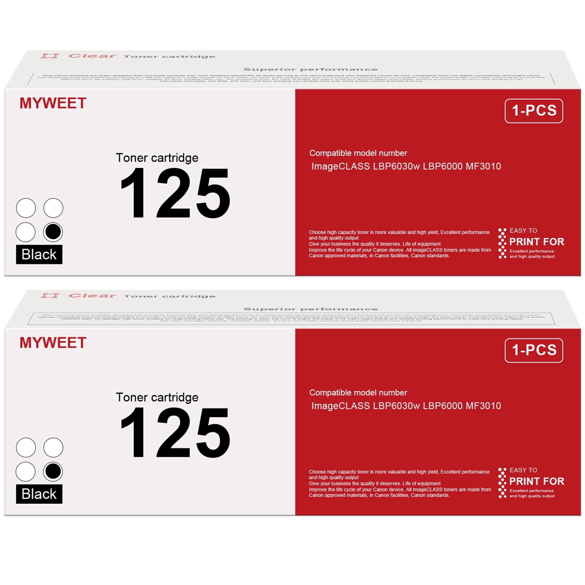 Canon CRG125 2 Pack High Yield Black Toner Cartridge Replacement for ...