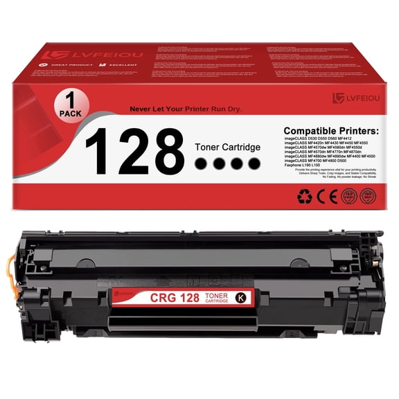 CRG128 128 Black Toner Cartridge 1 Pack Compatible for Canon CRG-128 128 Toner Faxphone L190 L100 imageCLASS D530 D550 D560 MF4412 MF4420n Printer Toners