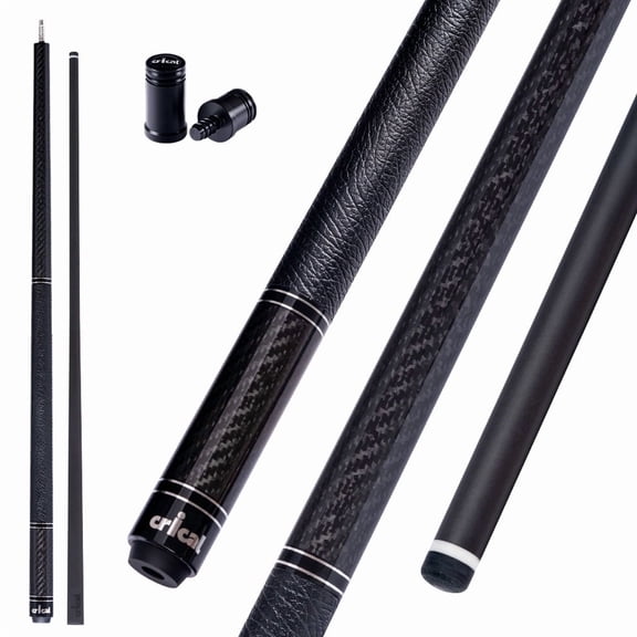 CRICAL Carbon Fiber Pool Cue with Stick Low Deflection Shaft - 58 Inch Billiard Cue Stick with Cowhide Grip & 3K Weave Design, 12.5mm Tip, Fixed Weight (19oz), 3/8x8 Joint  Ideal for Players