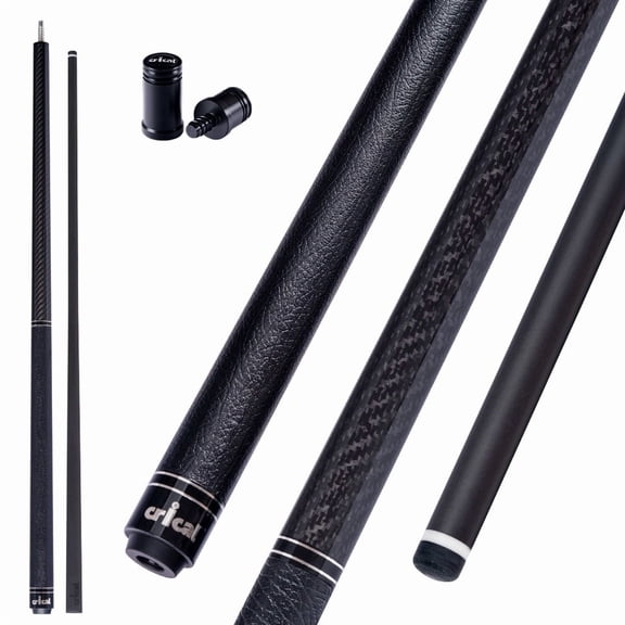 CRICAL Carbon Fiber Pool Cue with Stick Low Deflection Shaft - 58 Inch Billiard Cue Stick with Cowhide Grip & 3K Weave Design, 12.5mm Tip, Fixed Weight (19oz), 3/8x8 Joint  Ideal for Players