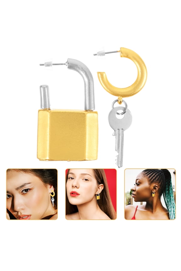 1 Pair Earrings for Women with Key and Lock Shapes