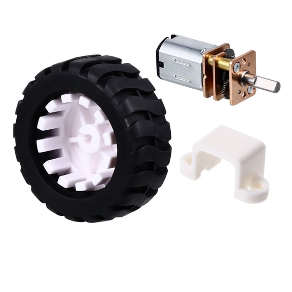 CRILSTYLEO 1 Set Gear Motor with Tire Black Rubber for Maker and Hobbyist Projects