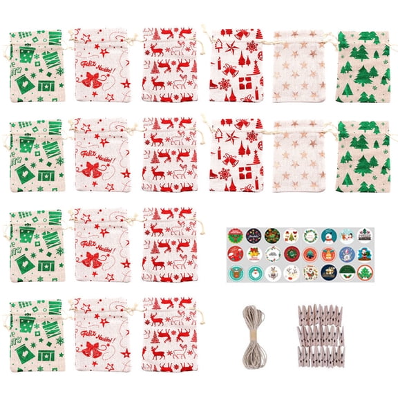 CRILSTYLEO 1 Set Holiday Cookie Bags Linen Assorted Color for Storing Candy Mixed Style
