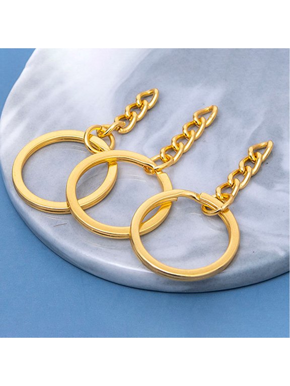 100Pcs Flat Circular Metal Key with Chain for Keys