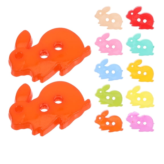 CRILSTYLEO 100Pcs Plastic Bunny Buttons Assorted Colors for Sewing DIY Crafts Decorative Buttons for Garments