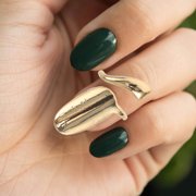 CRILSTYLEO 10Pcs Adjustable Golden Metal Nail Rings Protective Fingernail Guard Jewelry for Daily Wear